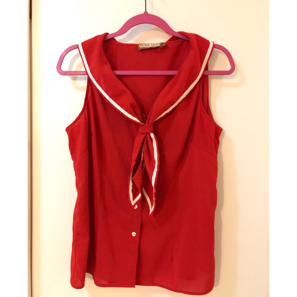 Tatyana Beach Bash Sailor Blouse - Red XL